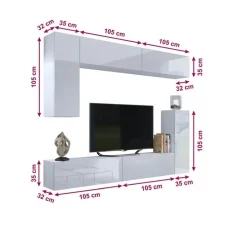 Zestawy Mebli Do Salonu|Meblościanki>BROMARKT Nowoczesne meble do salonu połysk PREMIUM biały