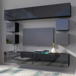 Meblościanki|Zestawy Mebli Młodzieżowych>GiB Meble Nowoczesne meble do salonu połysk MODERN 16 czarny