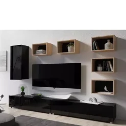 Zestawy Mebli Młodzieżowych|Meblościanki>GiB Meble Nowoczesne meble do salonu czarny połysk MODERN 37