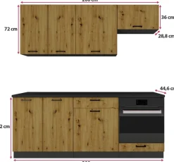 Meble Kuchenne>Stolkar Nowoczesne meble kuchenne 200 cm ANIKA dąb artisan