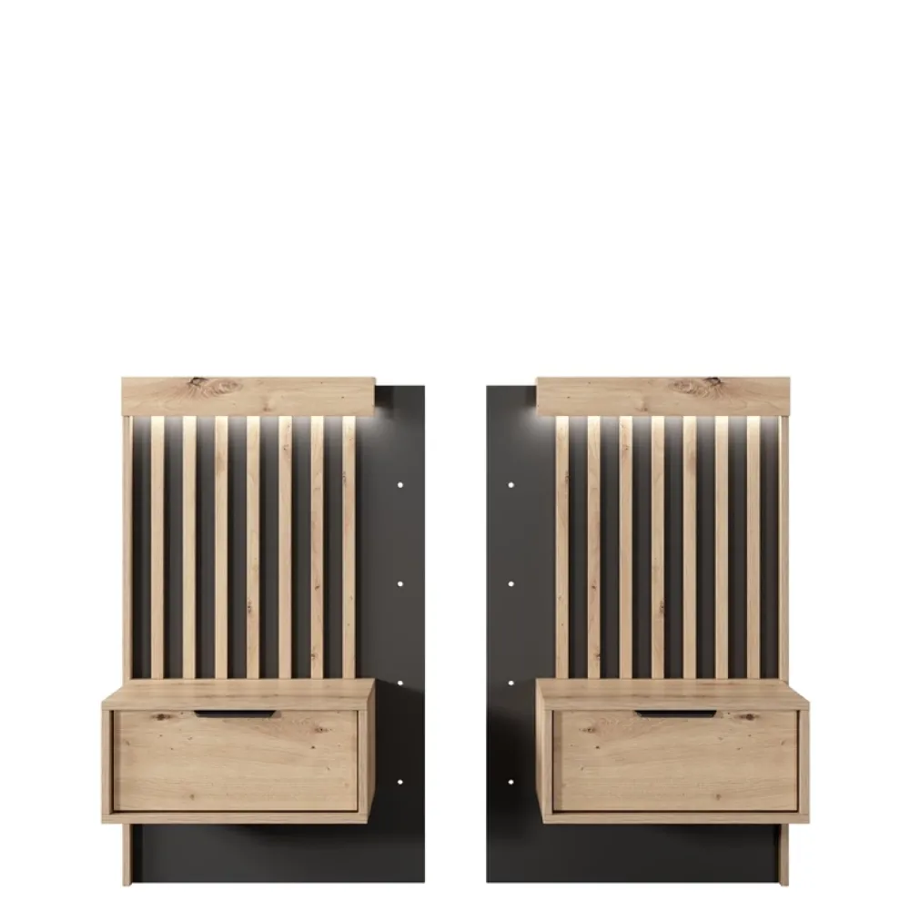 Meble Młodzieżowe|Zestawy Mebli Do Sypialni>LASKI Nowoczesne szafki nocne z szufladami TERAMO dąb artisan antracyt