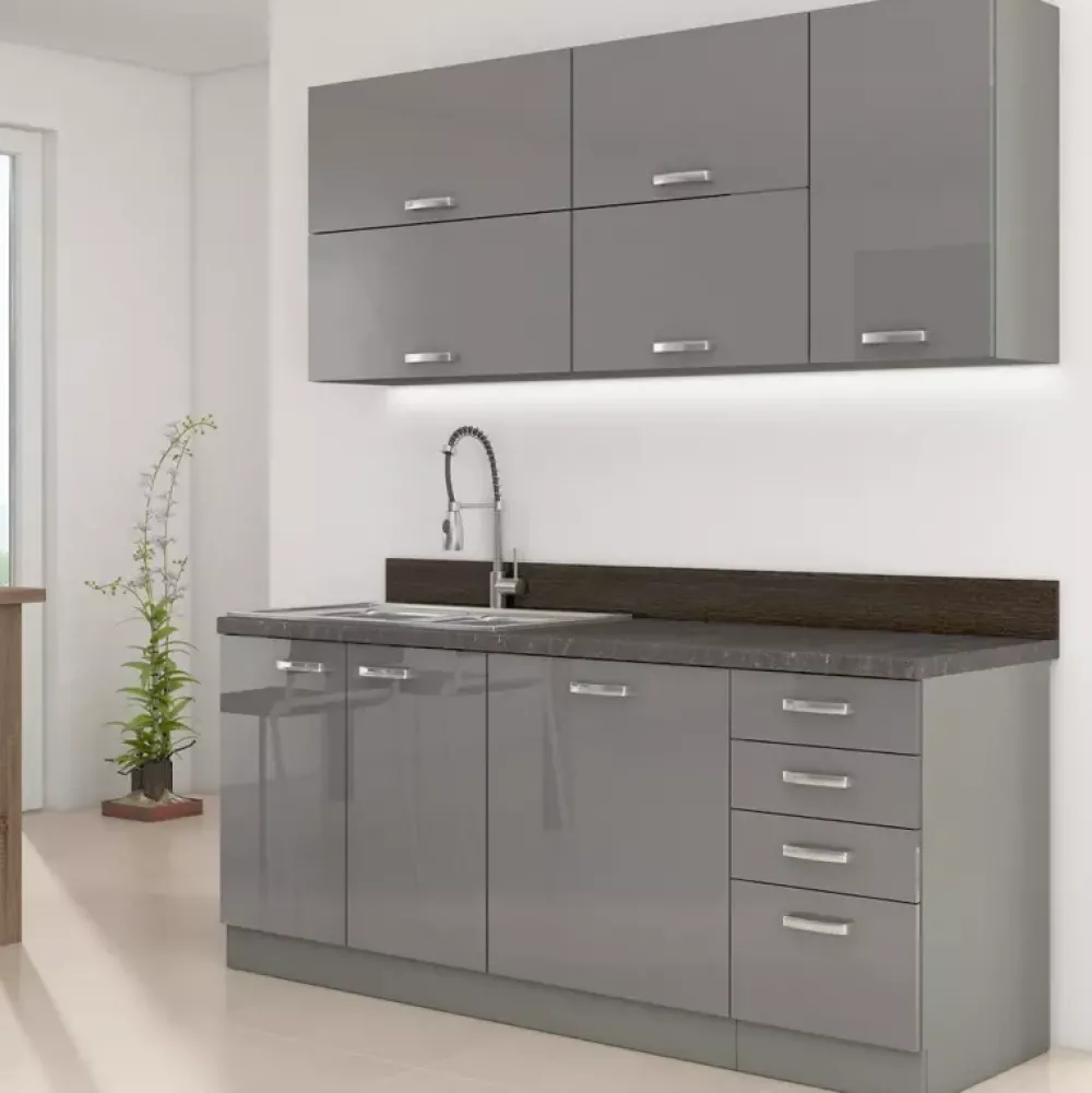 Meble Kuchenne>Lempert Nowoczesne szare meble do kuchni SILVER 3 szary