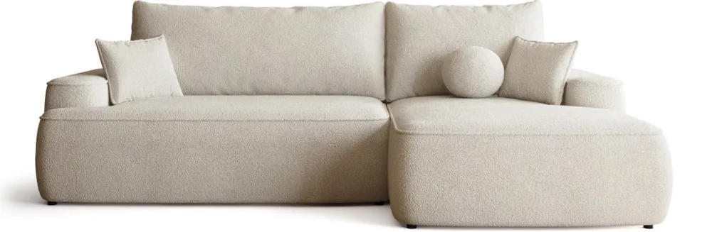 Meble Dla Dzieci|Meble Młodzieżowe>BROMARKT Nowoczesny beżowy narożnik z pojemnikiem i funkcją spania CARMELLO boucle