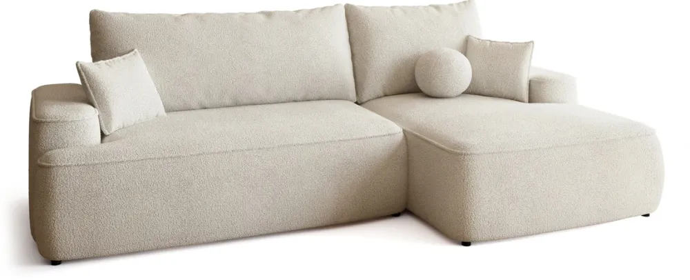 Meble Dla Dzieci|Meble Młodzieżowe>BROMARKT Nowoczesny beżowy narożnik z pojemnikiem i funkcją spania CARMELLO boucle