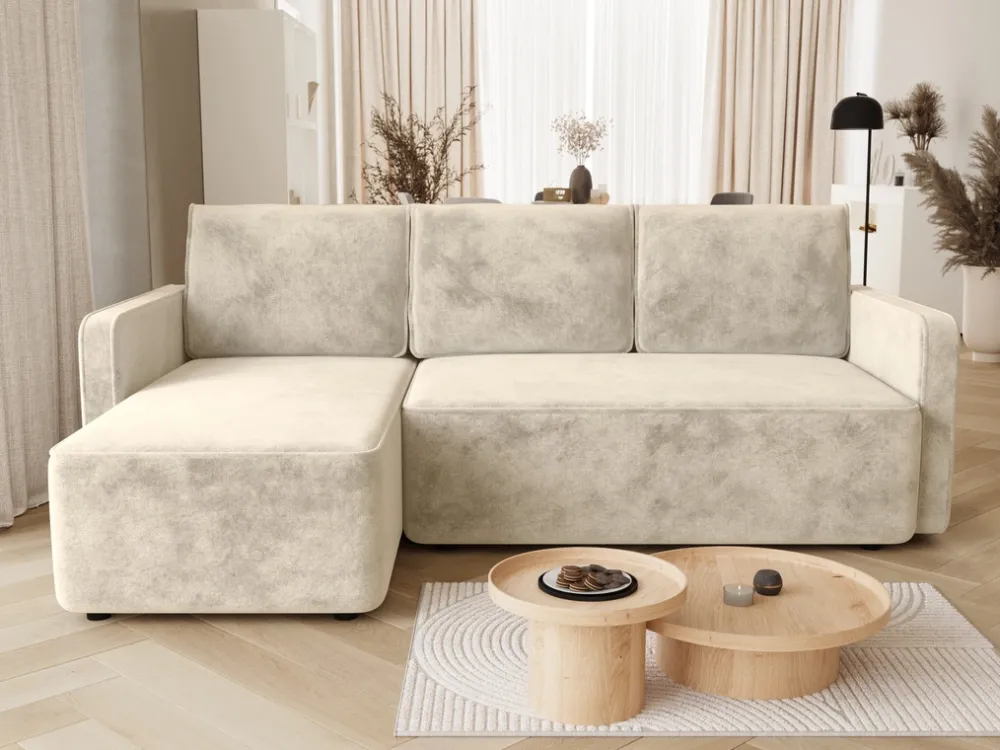 Meble Dla Dzieci|Meble Młodzieżowe>BROMARKT Nowoczesny beżowy narożnik z funkcją spania do salonu QULIO