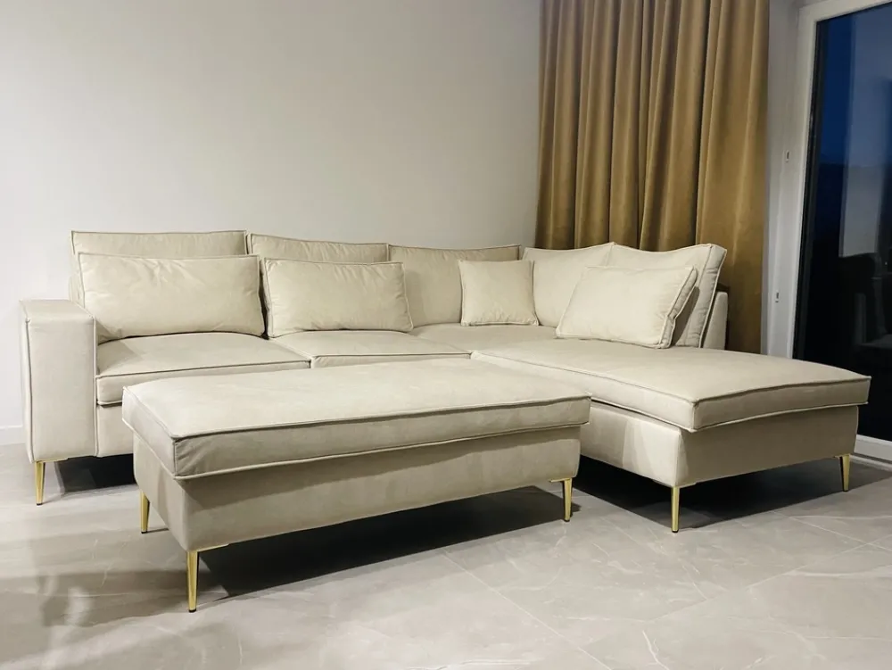 Narożniki>NEXT COLLECTION Nowoczesny beżowy narożnik do salonu EMBER