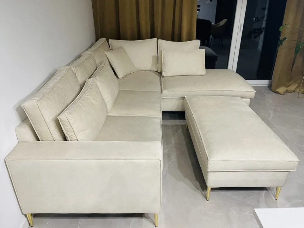 Narożniki>NEXT COLLECTION Nowoczesny beżowy narożnik do salonu EMBER