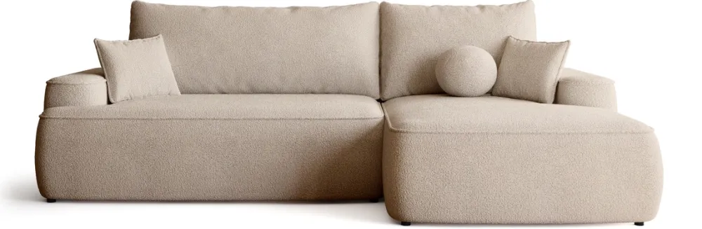 Meble Dla Dzieci|Meble Młodzieżowe>BROMARKT Nowoczesny beżowy narożnik z pojemnikiem i funkcją spania CARMELLO boucle