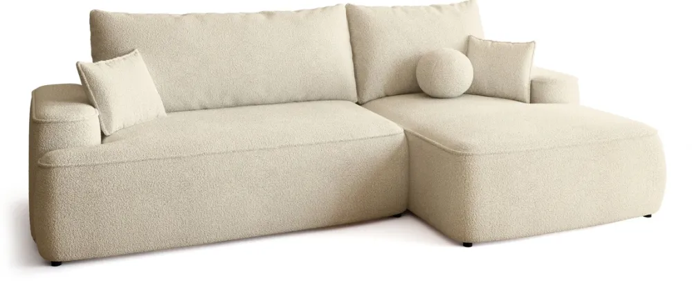 Meble Dla Dzieci|Meble Młodzieżowe>BROMARKT Nowoczesny beżowy narożnik do salonu z funkcją spania CARMELLO boucle