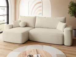 Meble Dla Dzieci|Meble Młodzieżowe>BROMARKT Nowoczesny beżowy narożnik z funkcją spania do salonu CARMELLO DUO