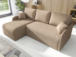 Meble Dla Dzieci|Narożniki></noscript>IZABELLA MEBLE Nowoczesny brązowy narożnik z funkcją spania boucle MALEN