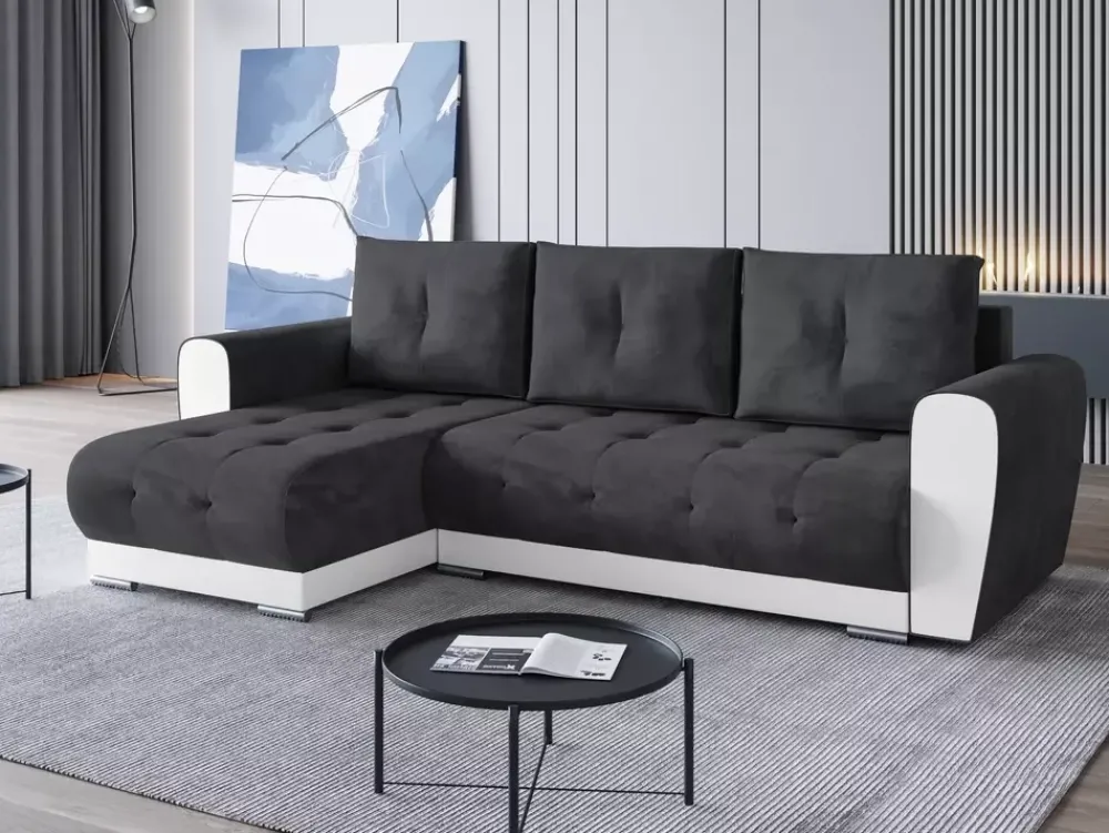 Meble Dla Dzieci|Meble Młodzieżowe>BROMARKT Nowoczesny czarny narożnik z funkcją spania do salonu DOMI