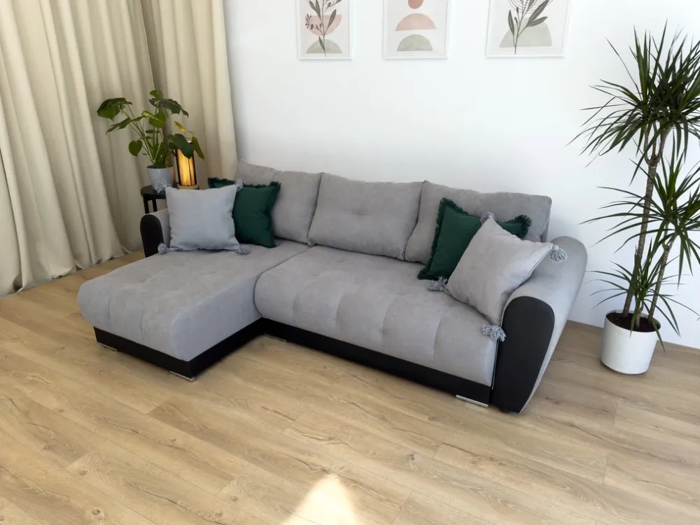 Meble Dla Dzieci|Meble Młodzieżowe>BROMARKT Nowoczesny czarny narożnik z funkcją spania do salonu DOMI