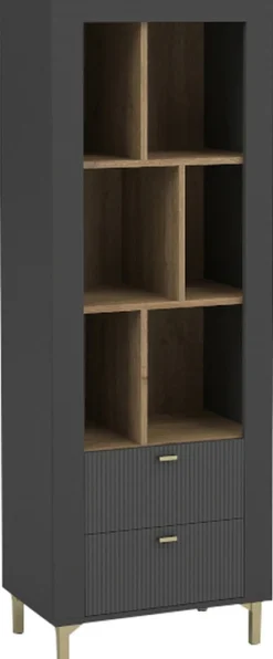 Regały Na Książki|Zestawy Mebli Do Sypialni>DOLMAR Nowoczesny regał z szufladami do salonu 60 cm MISTY czarny