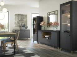 Regały Na Książki|Zestawy Mebli Do Sypialni></noscript>DOLMAR Nowoczesny regał z szufladami do salonu 60 cm MISTY czarny