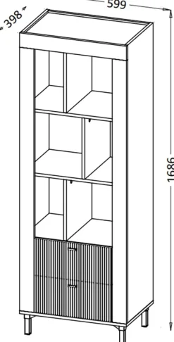 Regały Na Książki|Zestawy Mebli Do Sypialni></noscript>DOLMAR Nowoczesny regał z szufladami do salonu 60 cm MISTY czarny