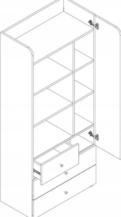 Zestawy Mebli Młodzieżowych>JUREK Nowoczesny duży regał młodzieżowy z szufladami 80 cm YOKO