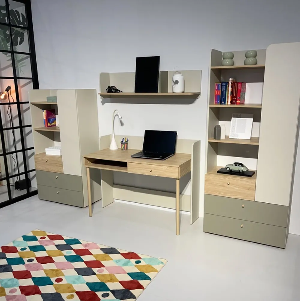 Zestawy Mebli Młodzieżowych>JUREK Nowoczesny duży regał młodzieżowy z szufladami 80 cm YOKO