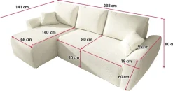 Meble Dla Dzieci|Narożniki></noscript>IZABELLA MEBLE Nowoczesny kremowy narożnik z funkcją spania boucle ROTTERDAM