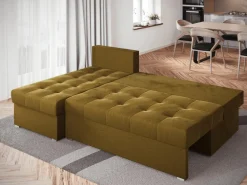 Meble Dla Dzieci|Meble Młodzieżowe>BROMARKT Nowoczesny mały musztardowy narożnik z funkcją spania HOT SLIM
