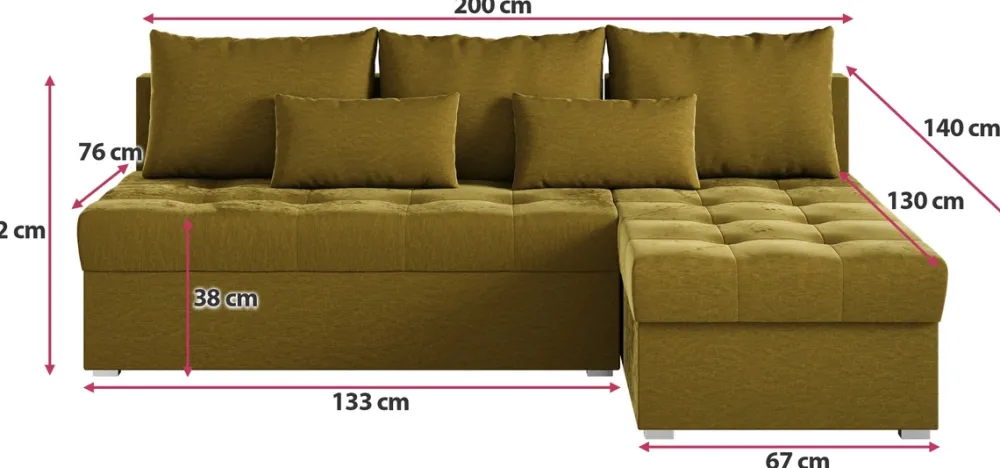 Meble Dla Dzieci|Meble Młodzieżowe>BROMARKT Nowoczesny mały musztardowy narożnik z funkcją spania HOT SLIM