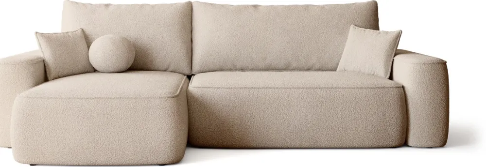 Meble Dla Dzieci|Meble Młodzieżowe>BROMARKT Nowoczesny narożnik beżowy z funkcją spania CARMELLO DUO boucle