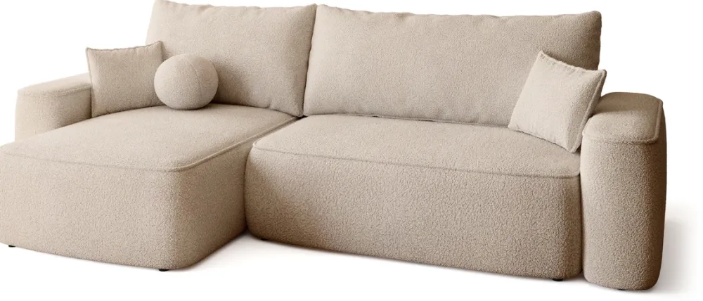 Meble Dla Dzieci|Meble Młodzieżowe>BROMARKT Nowoczesny narożnik beżowy z funkcją spania CARMELLO DUO boucle