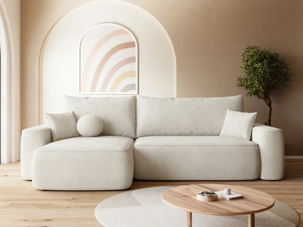 Meble Dla Dzieci|Meble Młodzieżowe>BROMARKT Nowoczesny narożnik boucle z funkcją spania do salonu CARMELLO DUO