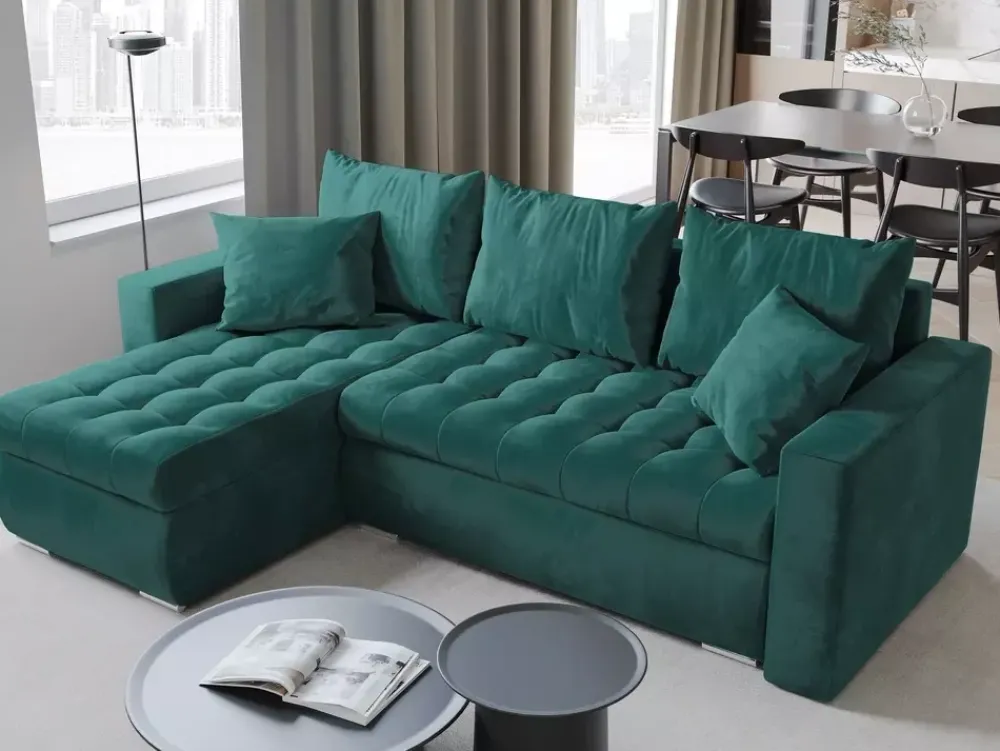 Meble Dla Dzieci|Meble Młodzieżowe>BROMARKT Nowoczesny narożnik butelkowa zieleń LUIS