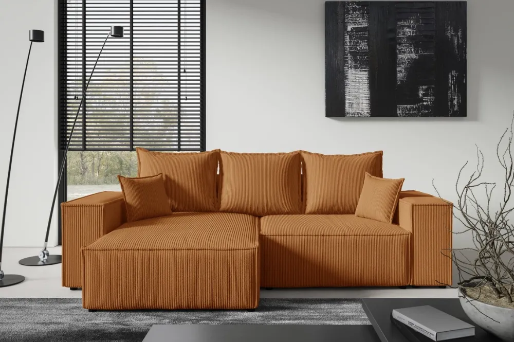 Meble Dla Dzieci|Narożniki>BROMARKT Nowoczesny narożnik do salonu z funkcją spania sztruksowy ELDON