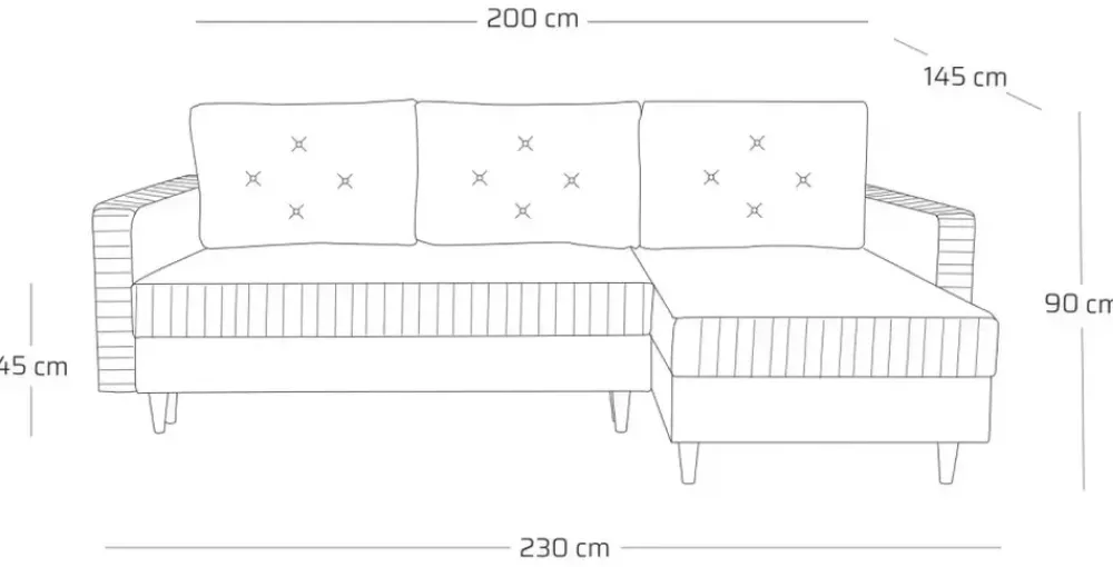 Narożniki>NEXT COLLECTION Nowoczesny narożnik do salonu w stylu glamour TOPEZ funkcja spania