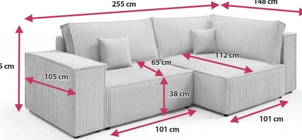 Meble Dla Dzieci|Meble Młodzieżowe>BROMARKT Nowoczesny narożnik do salonu z funkcją spania PEDRO DUO