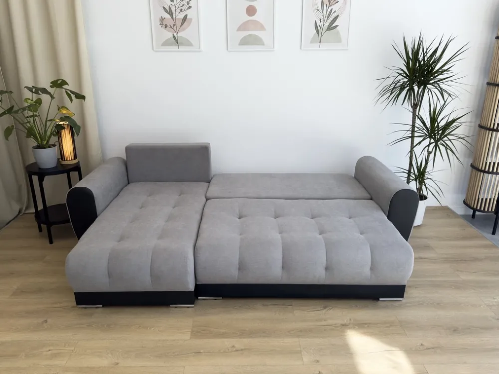 Meble Dla Dzieci|Meble Młodzieżowe>BROMARKT Nowoczesny narożnik do salonu z funkcją spania DOMI szary