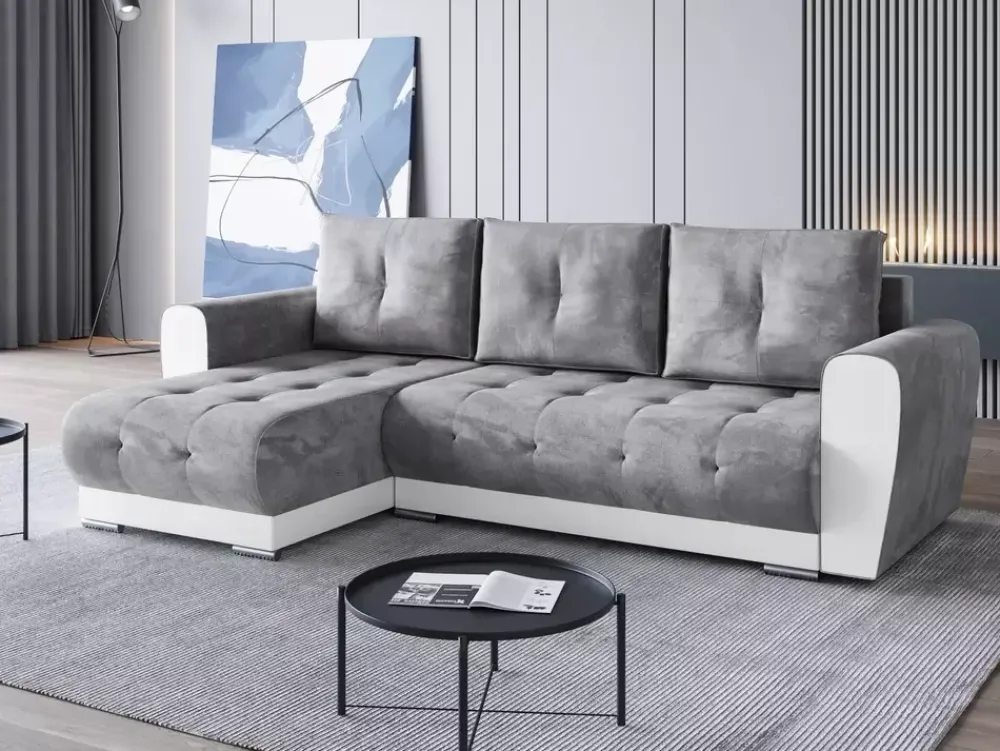 Meble Dla Dzieci|Meble Młodzieżowe>BROMARKT Nowoczesny narożnik do salonu z funkcją spania DOMI szary