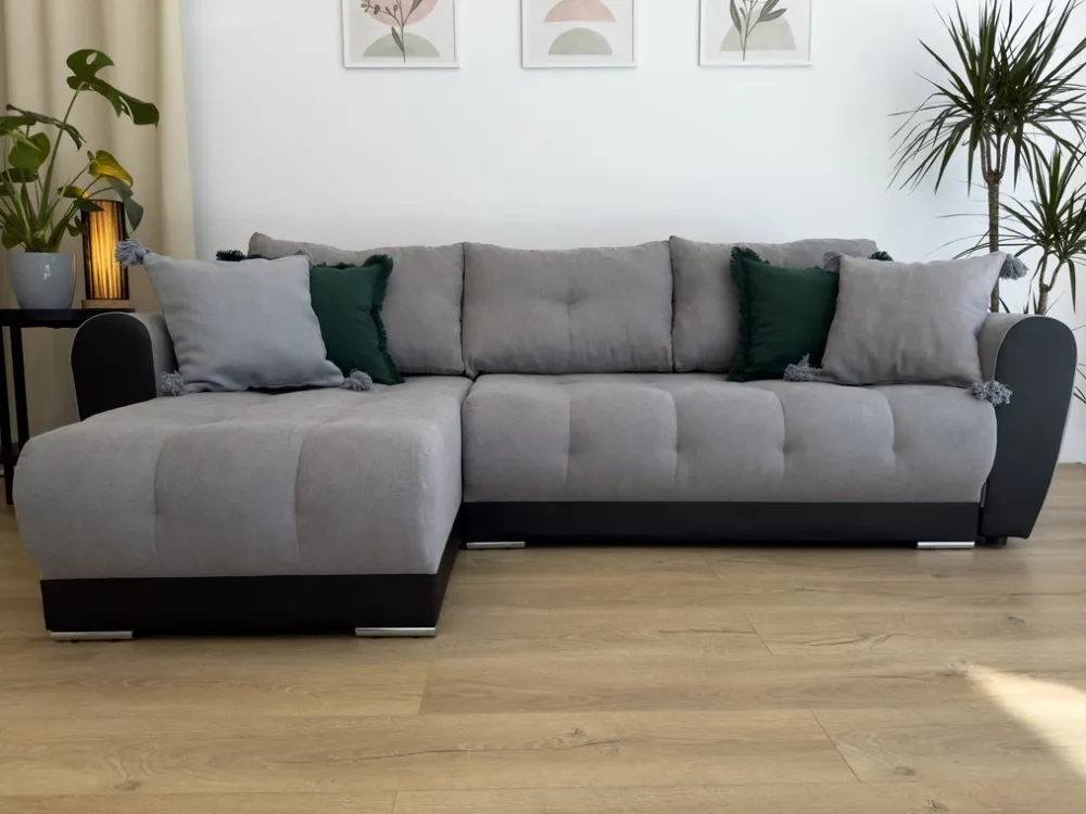 Meble Dla Dzieci|Meble Młodzieżowe>BROMARKT Nowoczesny narożnik do salonu z funkcją spania DOMI szary