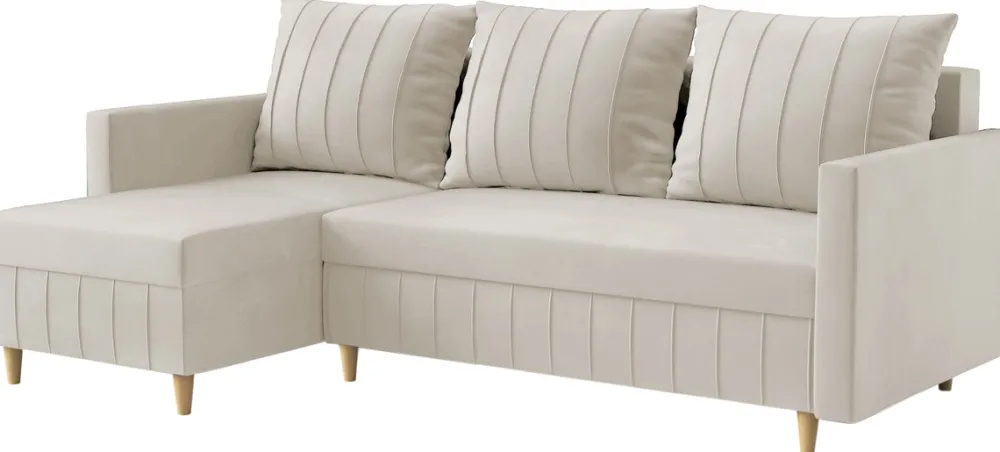 Meble Dla Dzieci|Narożniki>Rimal Nowoczesny narożnik do salonu z funkcją spania rozkładany beżowy FOCUS