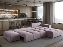 Narożniki>BROMARKT Nowoczesny narożnik rozkładany do salonu z pojemnikiem RAMIRO róż