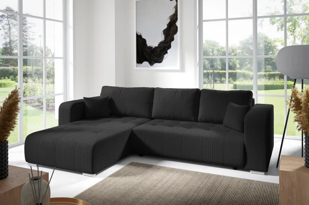 Meble Dla Dzieci|Narożniki>BROMARKT Nowoczesny narożnik rozkładany do salonu z funkcją spania grafitowy CELEST