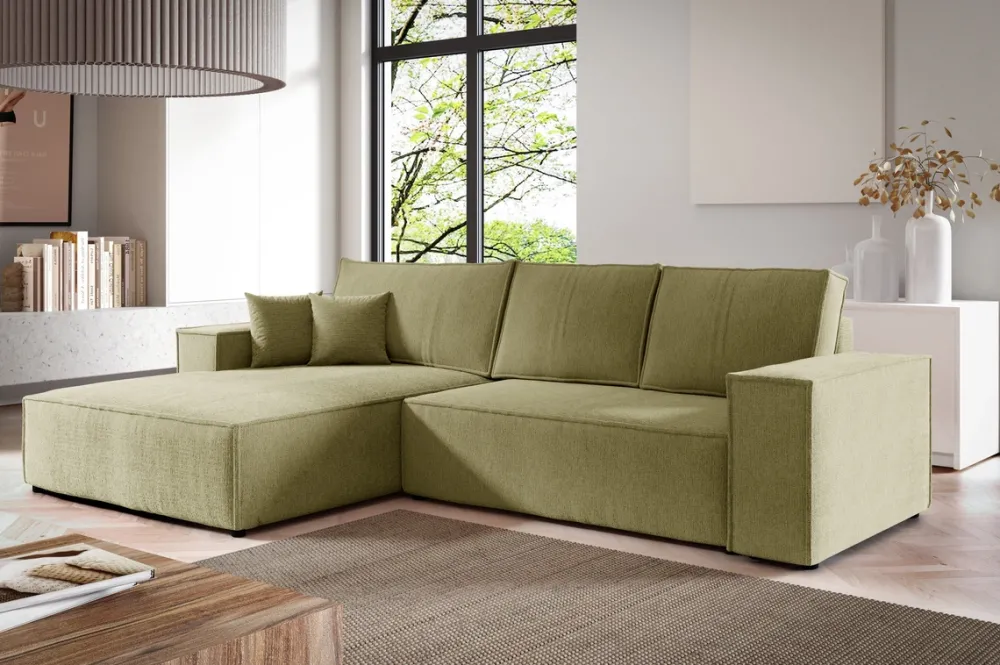 Meble Dla Dzieci|Narożniki>BROMARKT Nowoczesny narożnik z funkcją spania do salonu AMANDA zielony