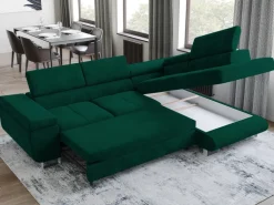 Narożniki>BROMARKT Nowoczesny narożnik z funkcją spania ANTON butelkowa zieleń