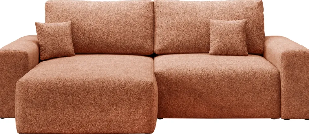 Meble Dla Dzieci|Narożniki>BROMARKT Nowoczesny narożnik z funkcją spania boucle uniwersalny ceglany z pojemnikiem CAMILO