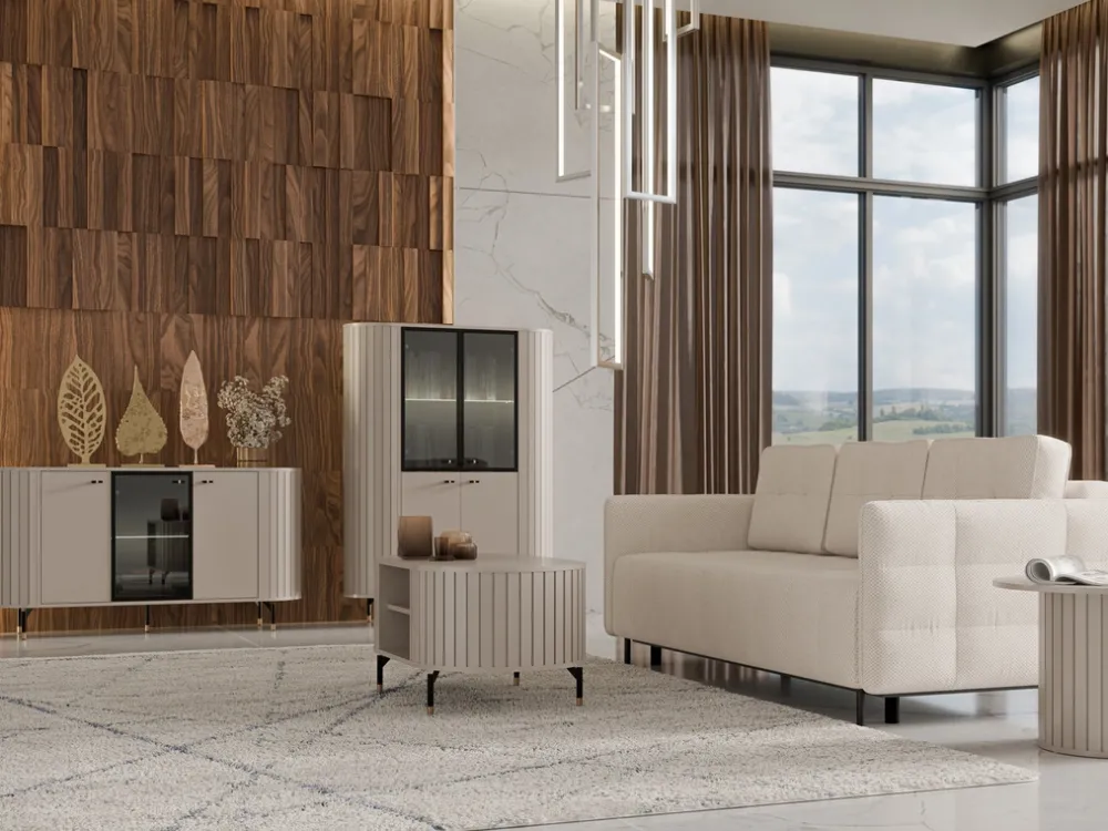 Krzesła|Stoły>DOLMAR Nowoczesny okrągły stół do przedpokoju 120 cm ZELDA cashmere kaszmir