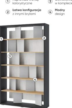 Regały Na Książki></noscript>lenart. Nowoczesny otwarty regał na książki z półkami 125 cm wysoki FITT