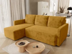 Meble Dla Dzieci|Meble Młodzieżowe>BROMARKT Nowoczesny pomarańczowy narożnik do salonu z funkcją spania QULIO