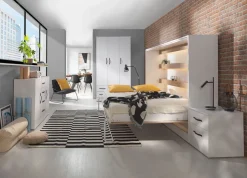 Meble Dla Dzieci|Meble Młodzieżowe></noscript>DOMEL Nowoczesny poziomy półkotapczan 140x200 cm biały LED PERCEFT