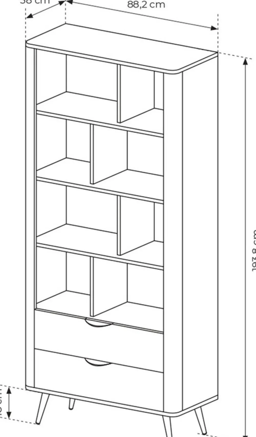 Regały Na Książki>LASKI Nowoczesny regał 88 cm na książki do salonu dąb dunin VALIO