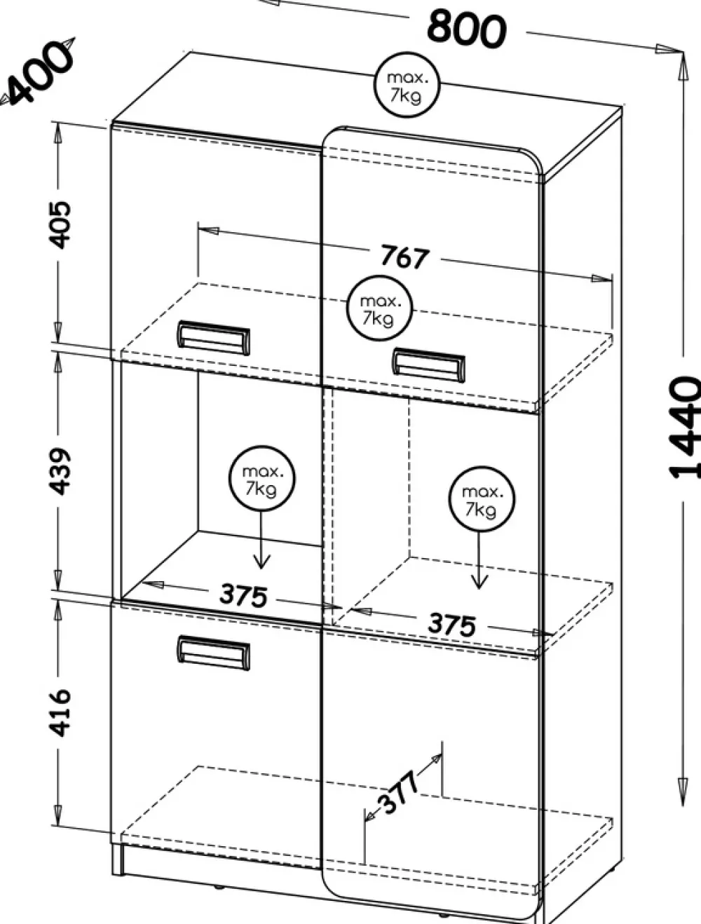 Regały Na Książki|Regały Dla Dzieci>DOLMAR Nowoczesny regał do pokoju dziecięcego 80 cm LUMINOUS biały