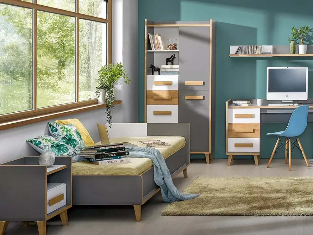 Zestawy Mebli Młodzieżowych>DOLMAR Nowoczesny regał młodzieżowy szufladami WARSAW