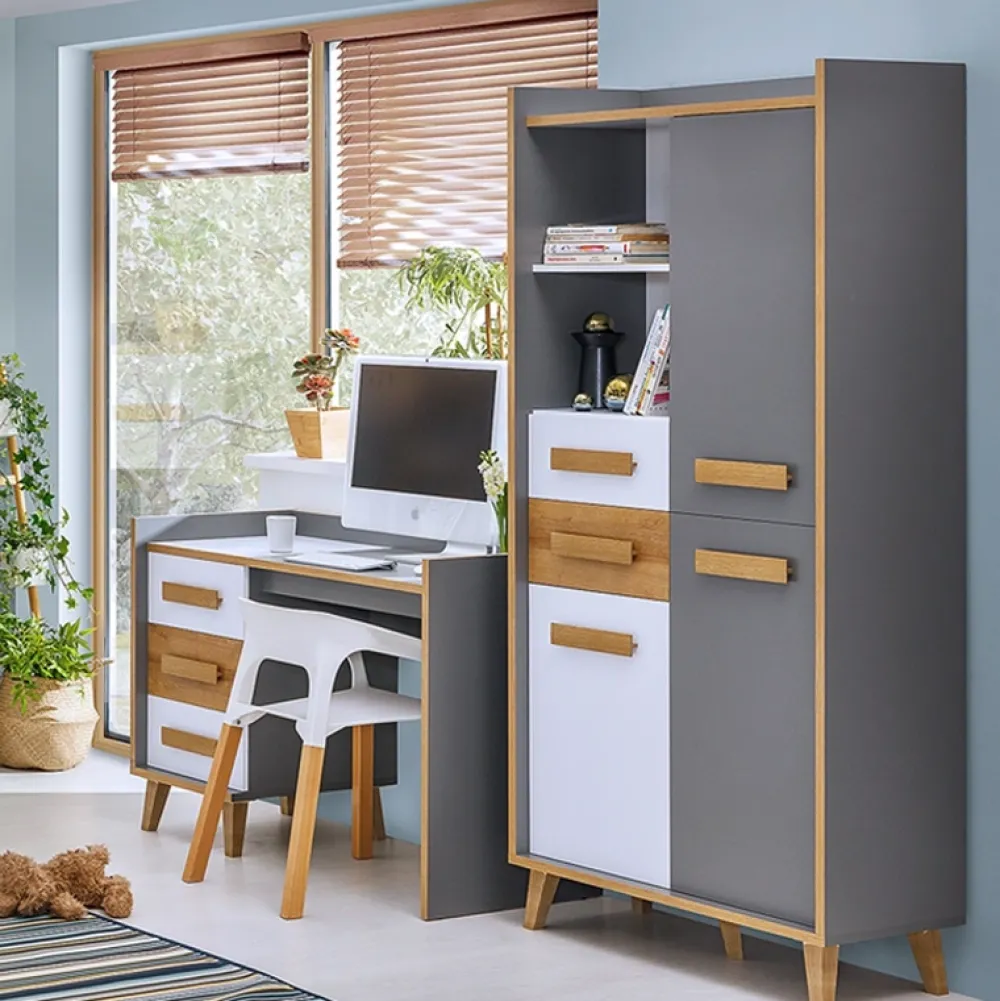 Zestawy Mebli Młodzieżowych>DOLMAR Nowoczesny regał młodzieżowy szufladami WARSAW