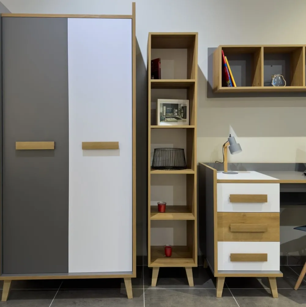 Zestawy Mebli Młodzieżowych>DOLMAR Nowoczesny regał młodzieżowy szufladami WARSAW